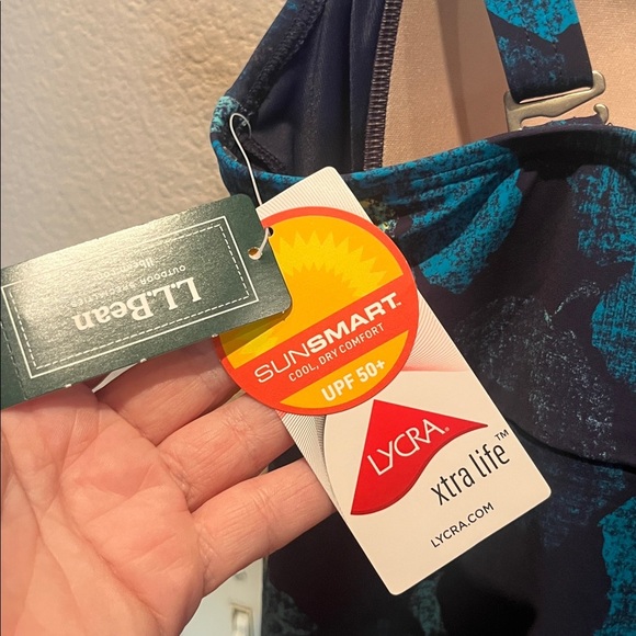 New L.L. Bean Women’s Tankini Top Navy Blue Sea Glass Soft Drape Size 16 NWT - Picture 10 of 11